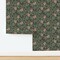 Moody Pomegranate Modern Botanical Fruit Arts And Crafts Nouveau Vintage Style Retro Green Custom Pre-pasted Wallpaper by Spoonflower Pre-Pasted Wallpaper 2FT Wide